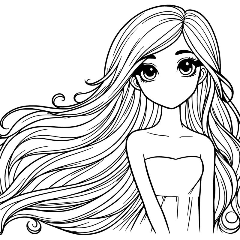 a single beautiful girl with very long hair