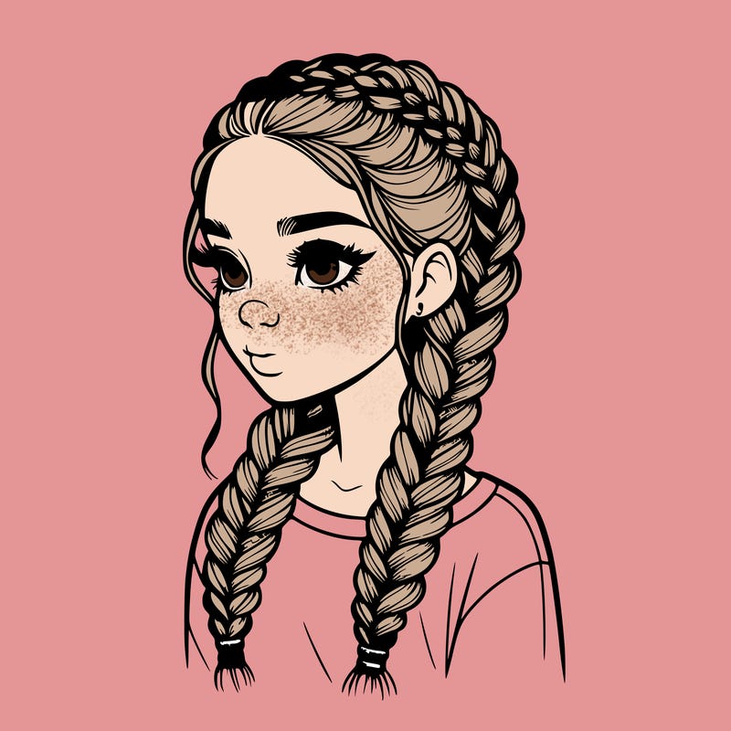 realistic girl with braids