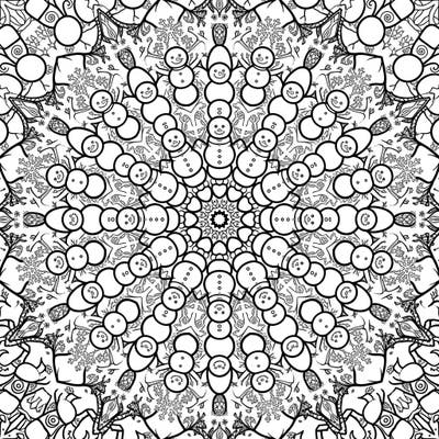 Embrace the joy of winter with this charming Miniature Snowman Mandala coloring page. Featuring a radial design filled with tiny, cheerful snowmen and delicate snowflakes, it's a perfect blend of intricate art and festive spirit.