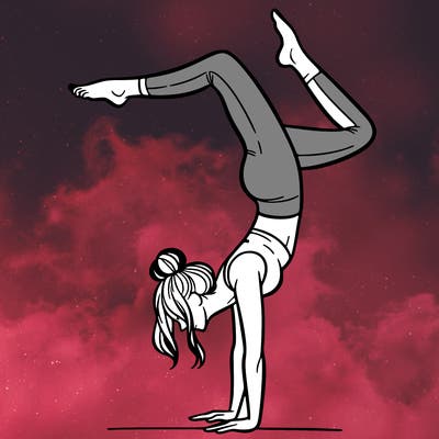 a woman doing a handstand