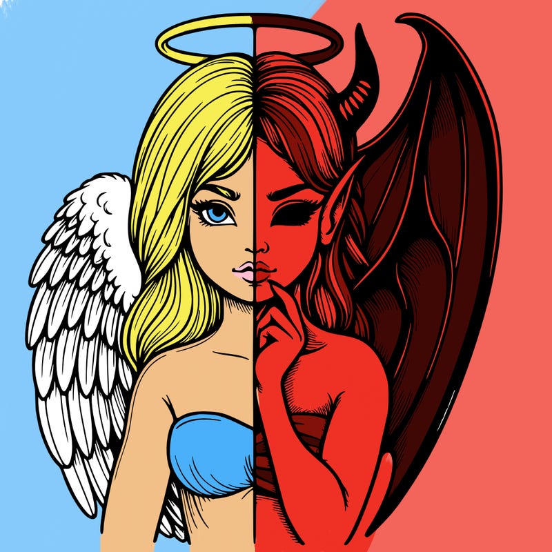 realistic angel half demon