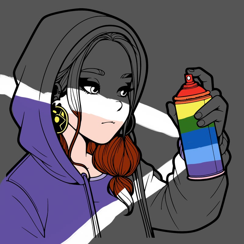 a realistic girl, spray painting