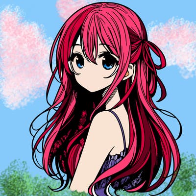 manga girl with long hair