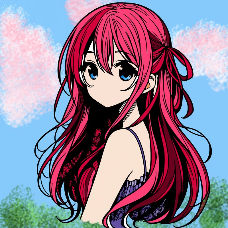 manga girl with long hair