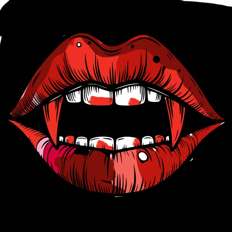lips with vampire teeth