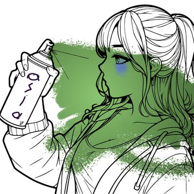 a realistic girl spray, painting