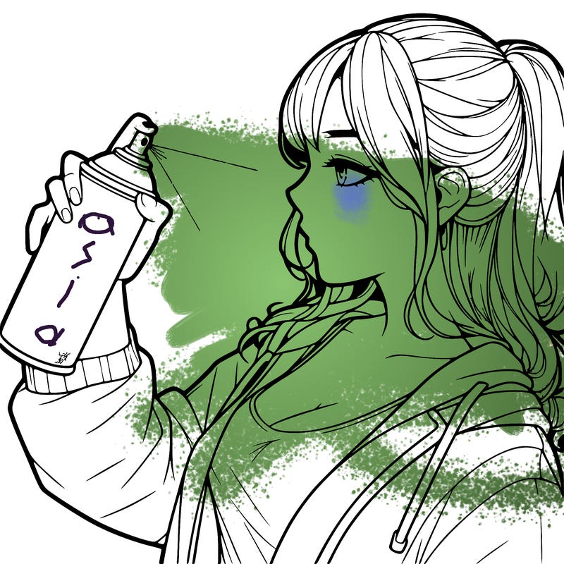 a realistic girl spray, painting