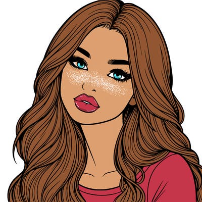 realistic girl with hair on her hair and lips