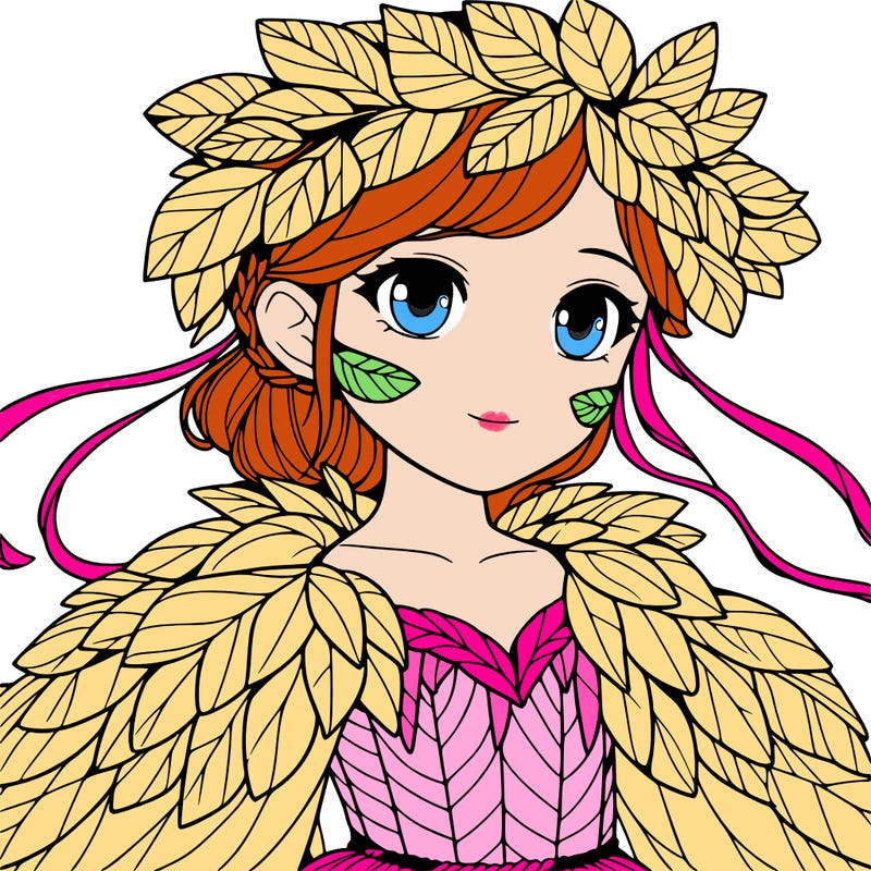 a realistic girl with a costume made of leaves