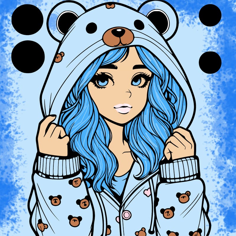 realistic girl in a animal pjs hoodie