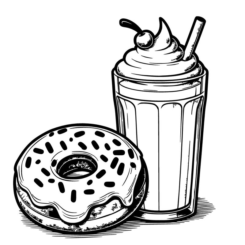 realistic donut and a smoothie