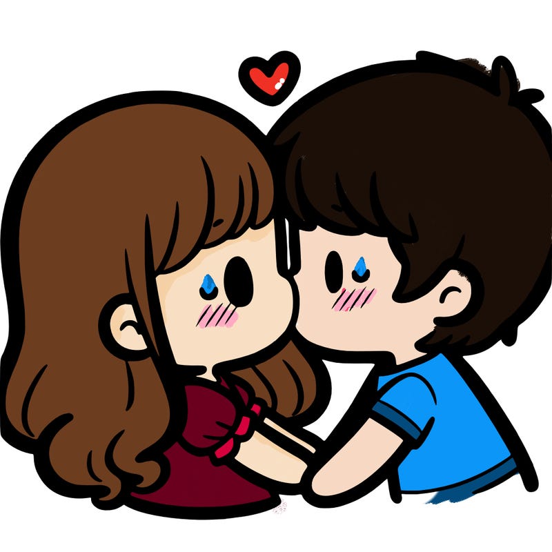 a girl and a boy kissing