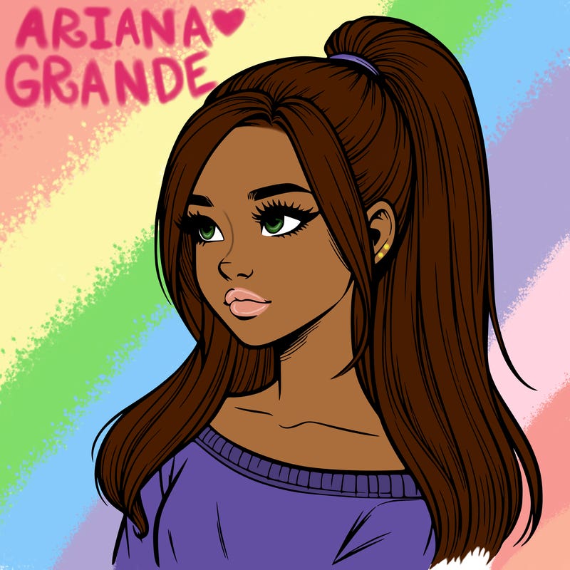 realistic girl with a high ponytail