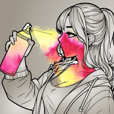 a realistic girl spray, painting