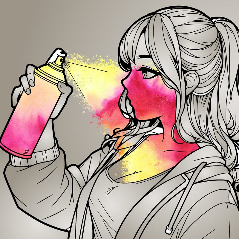 a realistic girl spray, painting