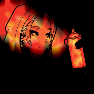a realistic girl, spray painting