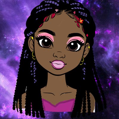 a realistic black girl with braids