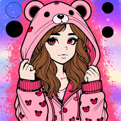 realistic girl in a animal pjs hoodie