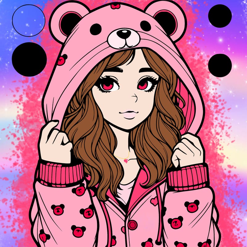 realistic girl in a animal pjs hoodie
