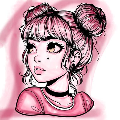 realistic girl with spacebuns