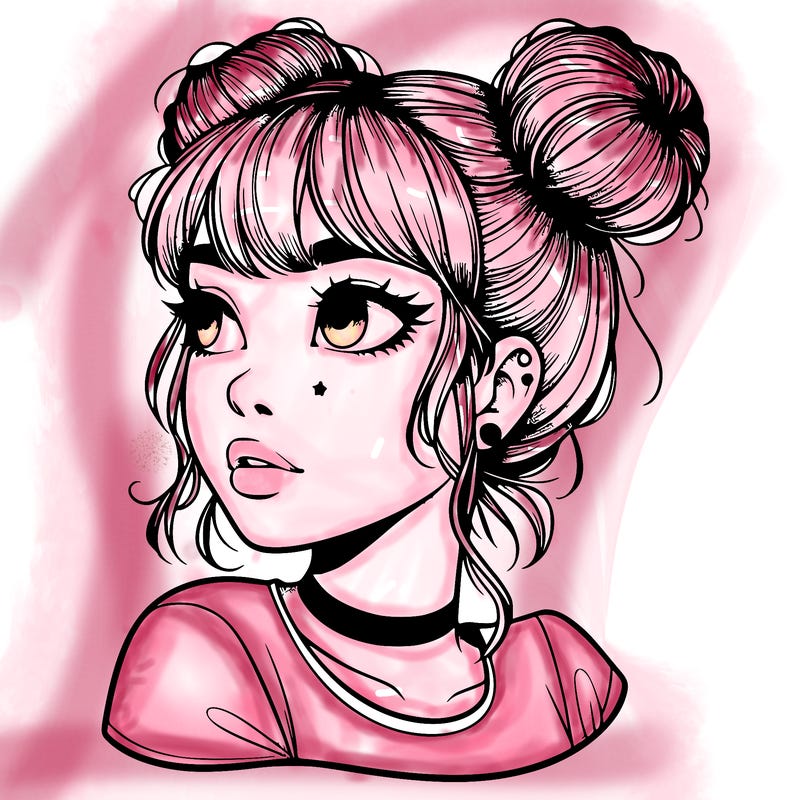 realistic girl with spacebuns