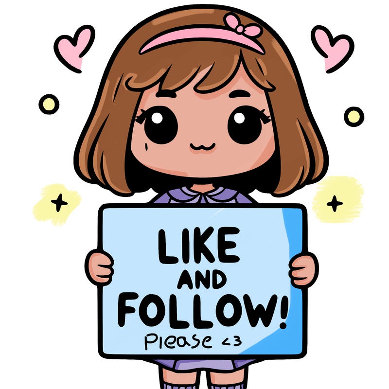 a girl holding a sign that says like and follow!