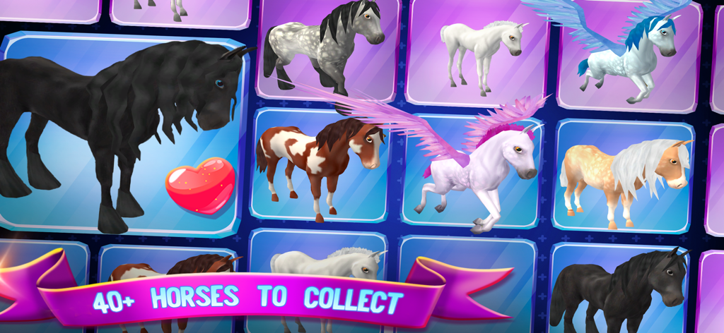 Horse Paradise: My Dream Ranch - Una colección de varias razas de caballos y criaturas mágicas como unicornios y pegasos