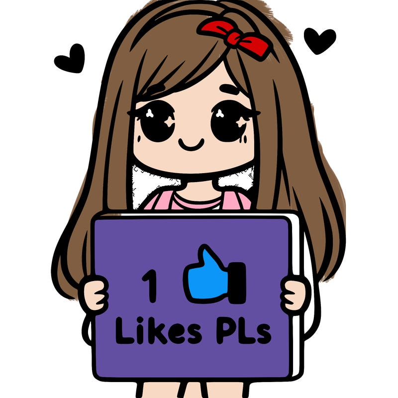 girl holding a sign saying 10 likes pls