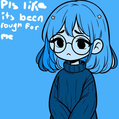 sad girl with glasses in a sweater