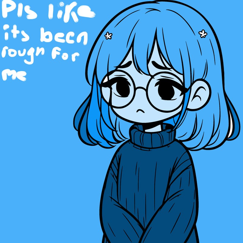 sad girl with glasses in a sweater
