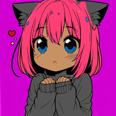 shy anime catgirl