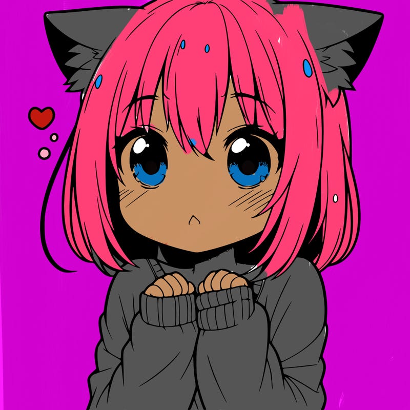 shy anime catgirl