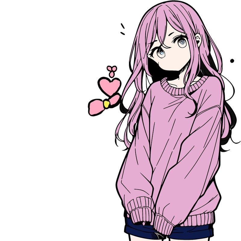 manga teen girl  in a sweater and baggy pants