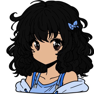 anime girl with curly hair