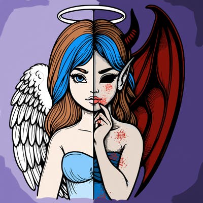 realistic angel half demon