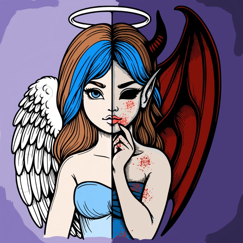 realistic angel half demon