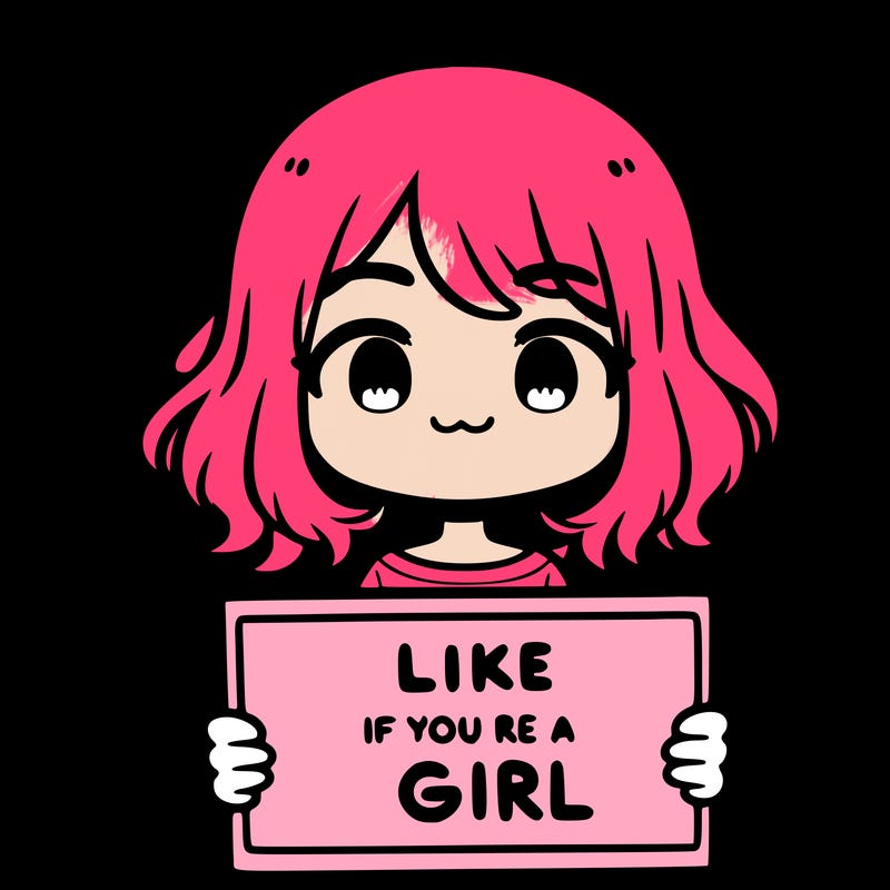 a cute girl holding a sign that says like if you’re a girl