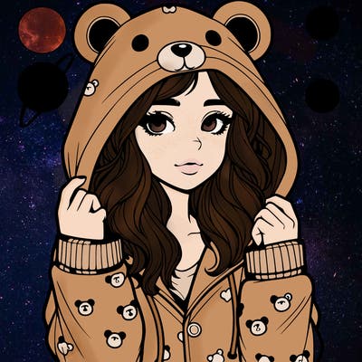 realistic girl in a animal pjs hoodie