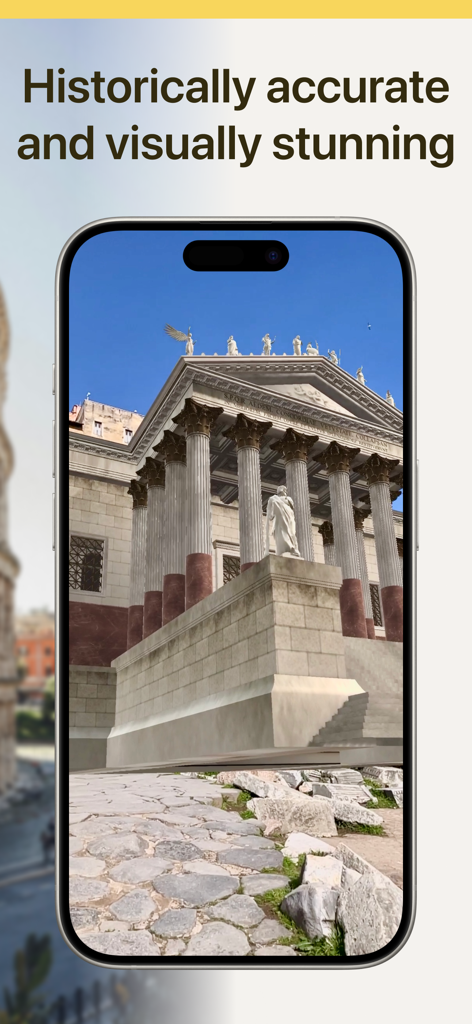 Reconstrucción históricamente precisa de RA de un antiguo templo romano.