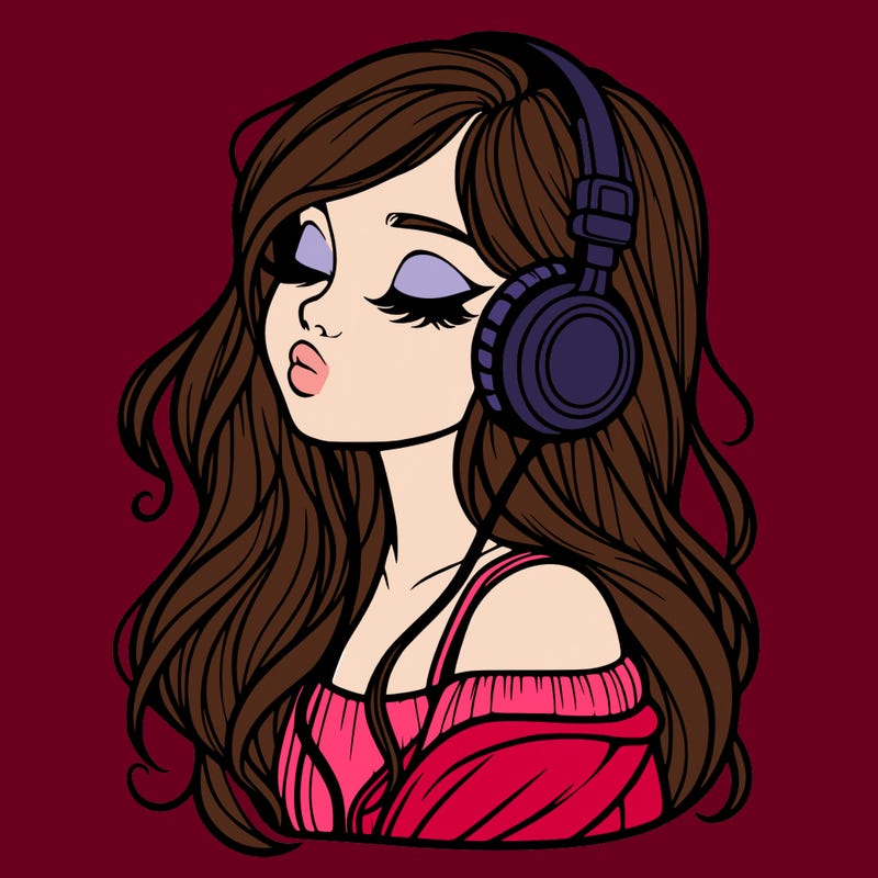 realistic girl with 🎧