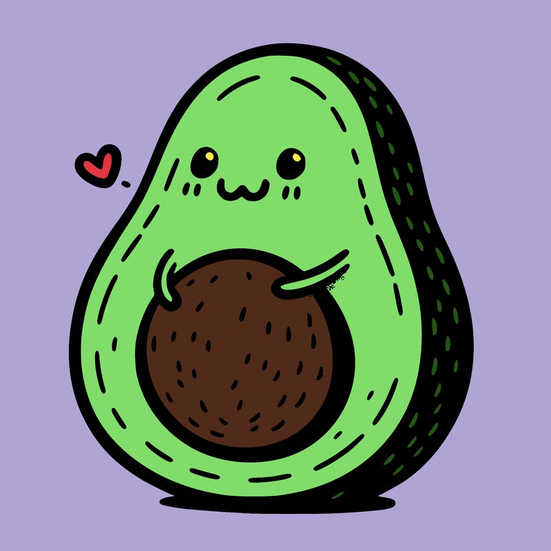 an avocado hugging an avocado