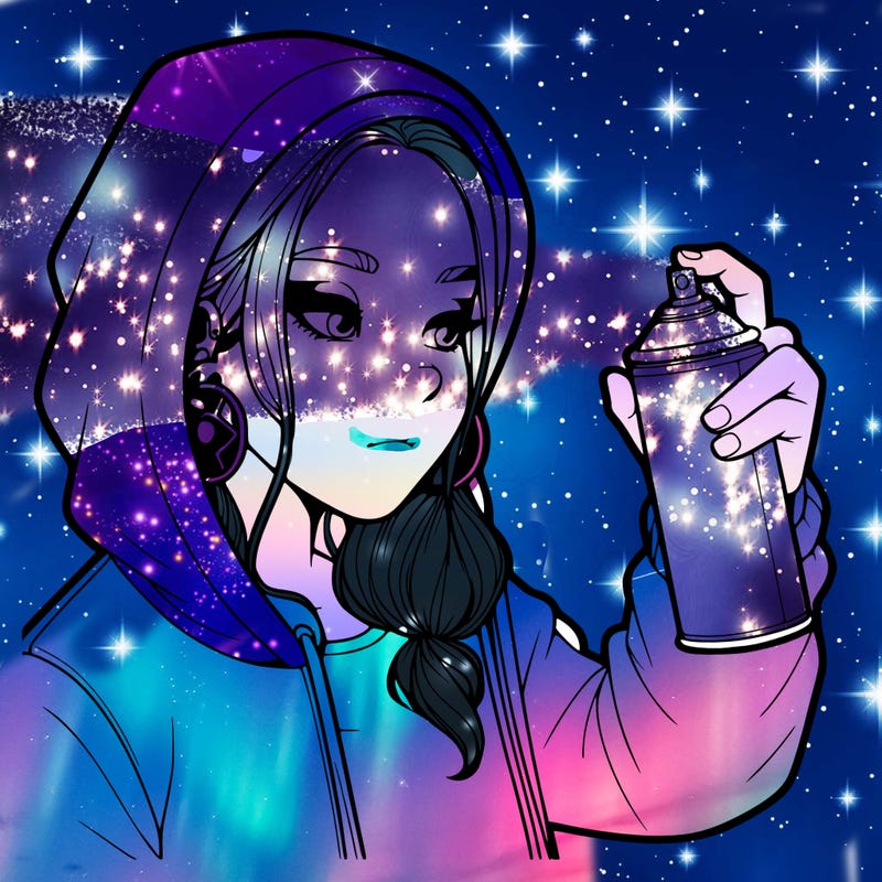 a realistic girl, spray painting