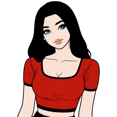 realistic girl with crop top