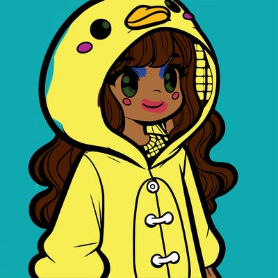 girl in duck onesie