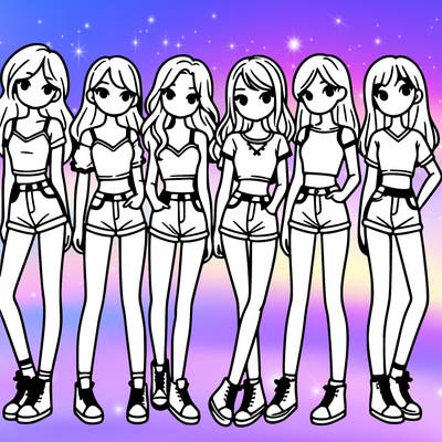 a group of girls wearing crop tops and shorts