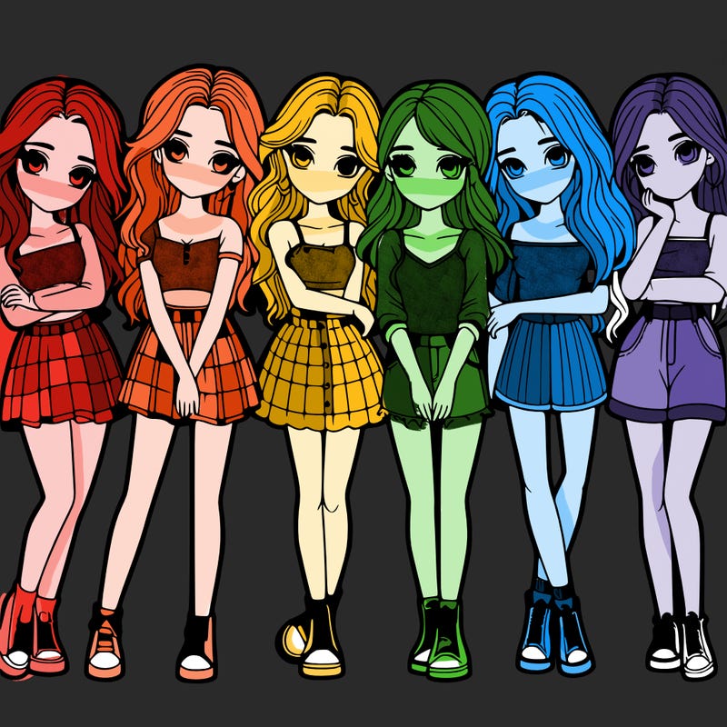 a group of girls realistic