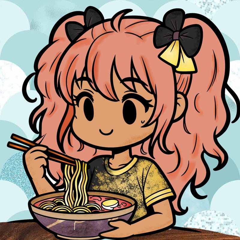 a girl eating ramen