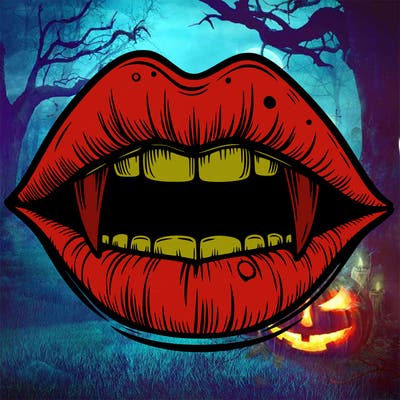 lips with vampire teeth
