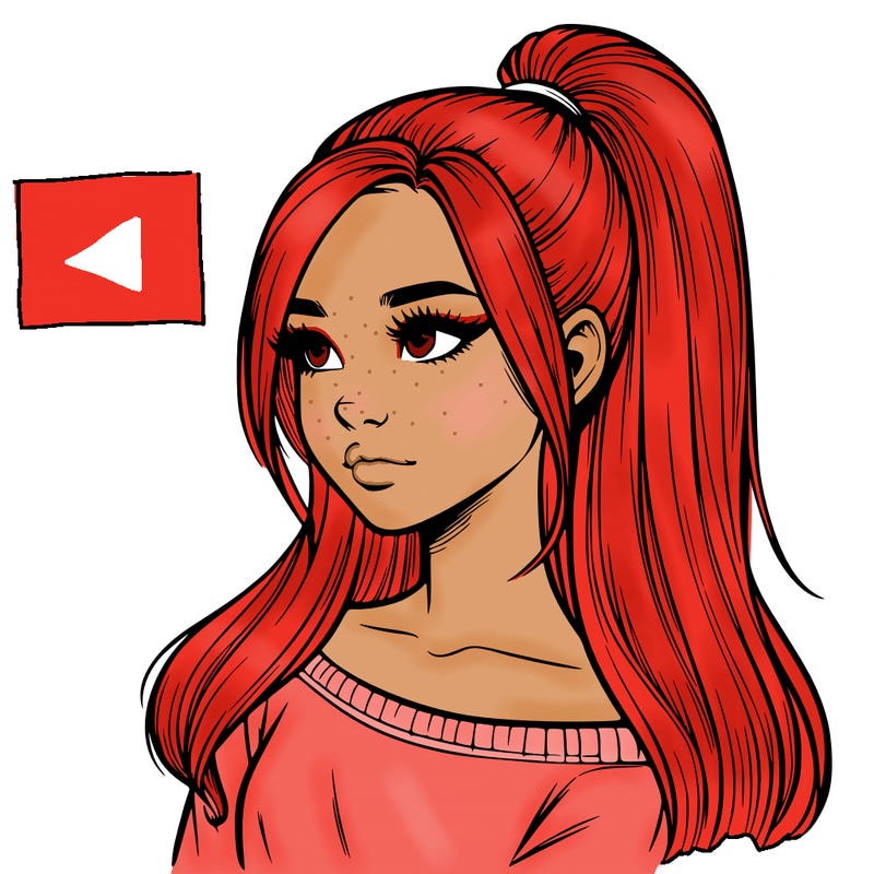 realistic girl with a high ponytail