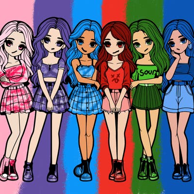 a group of girls realistic